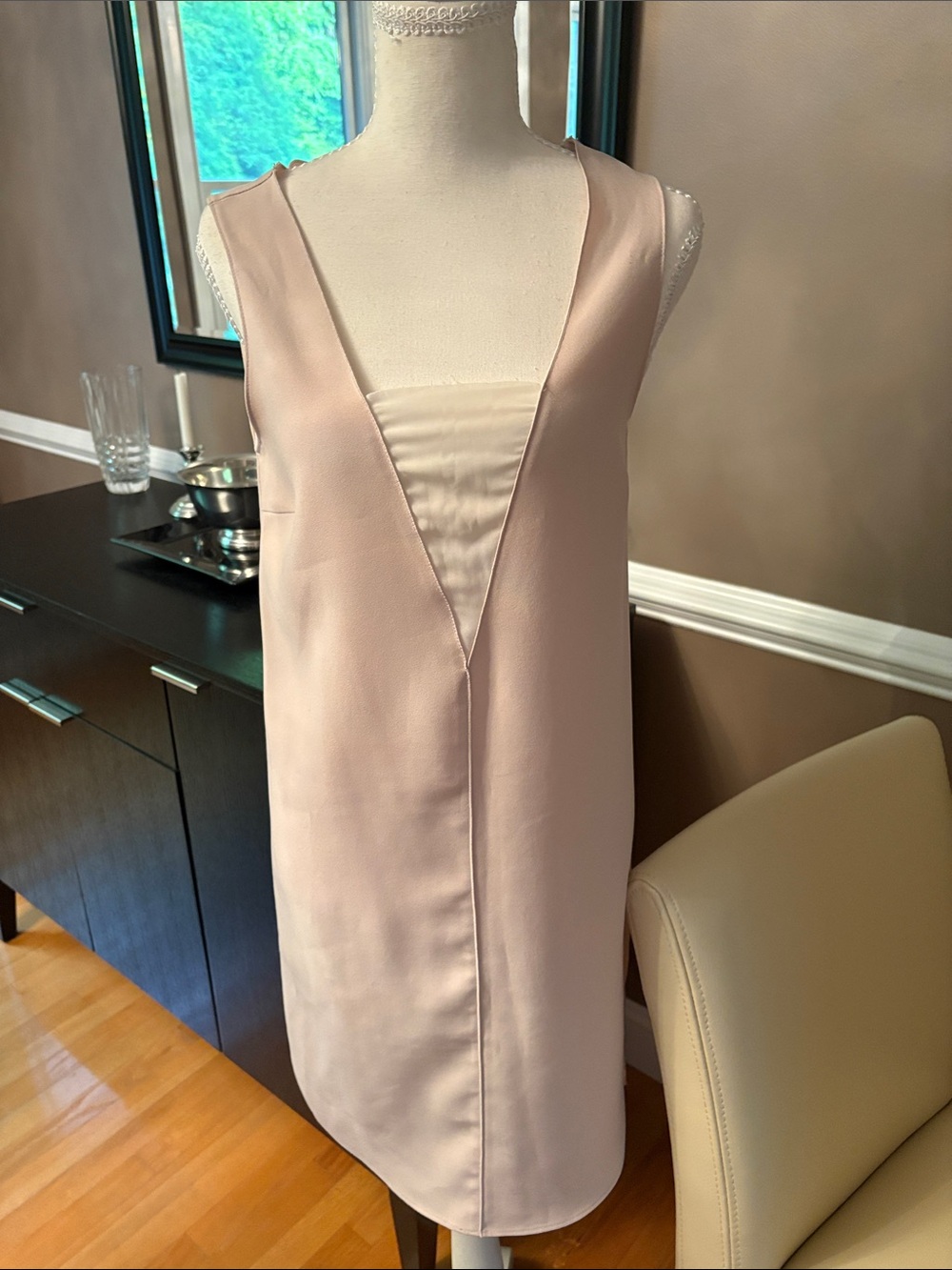 Zara Pale Blush V-Neck Mini Dress - Picture 1 of 6